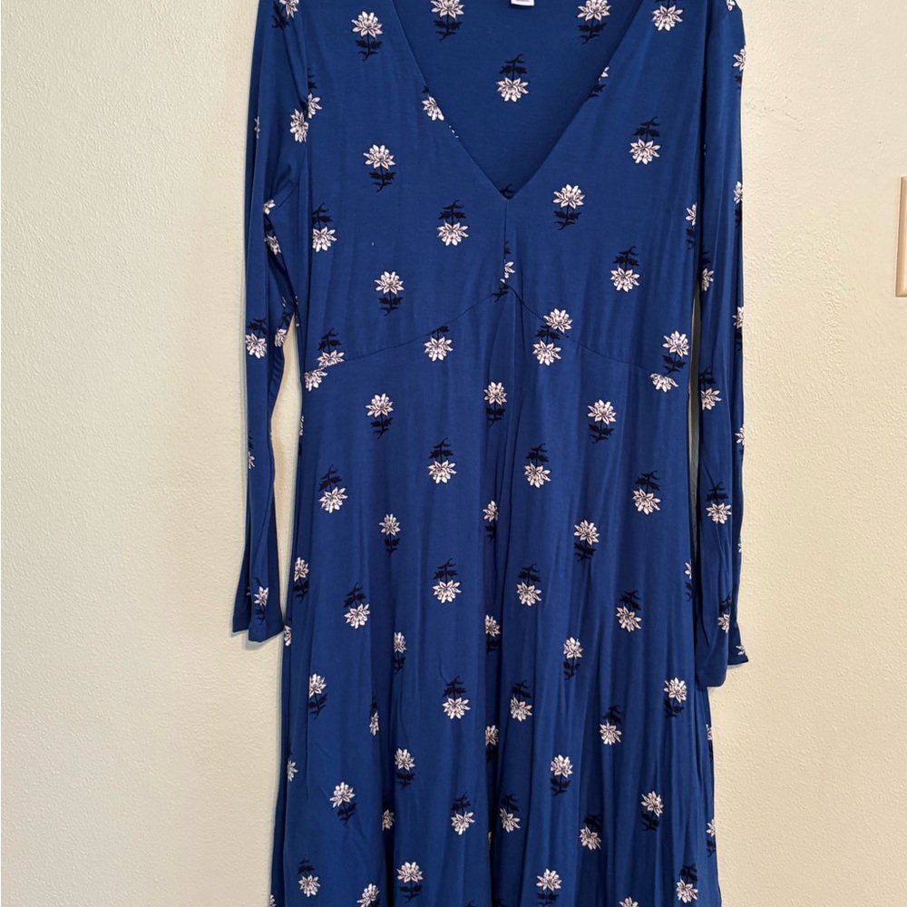 Old Navy Blue Long Sleeve V-Neck Sundress